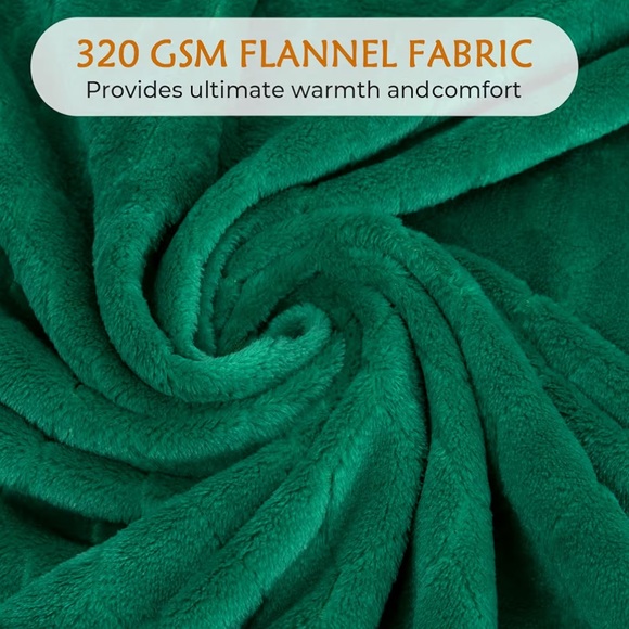 Emerald Green Plush Fleece Throw Blanket 50x60 Super Soft Cozy - Picture 4 of 8
